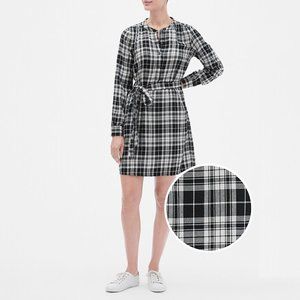 GAP Factory Petite Plaid Shirtdress Black Sz PS NWT